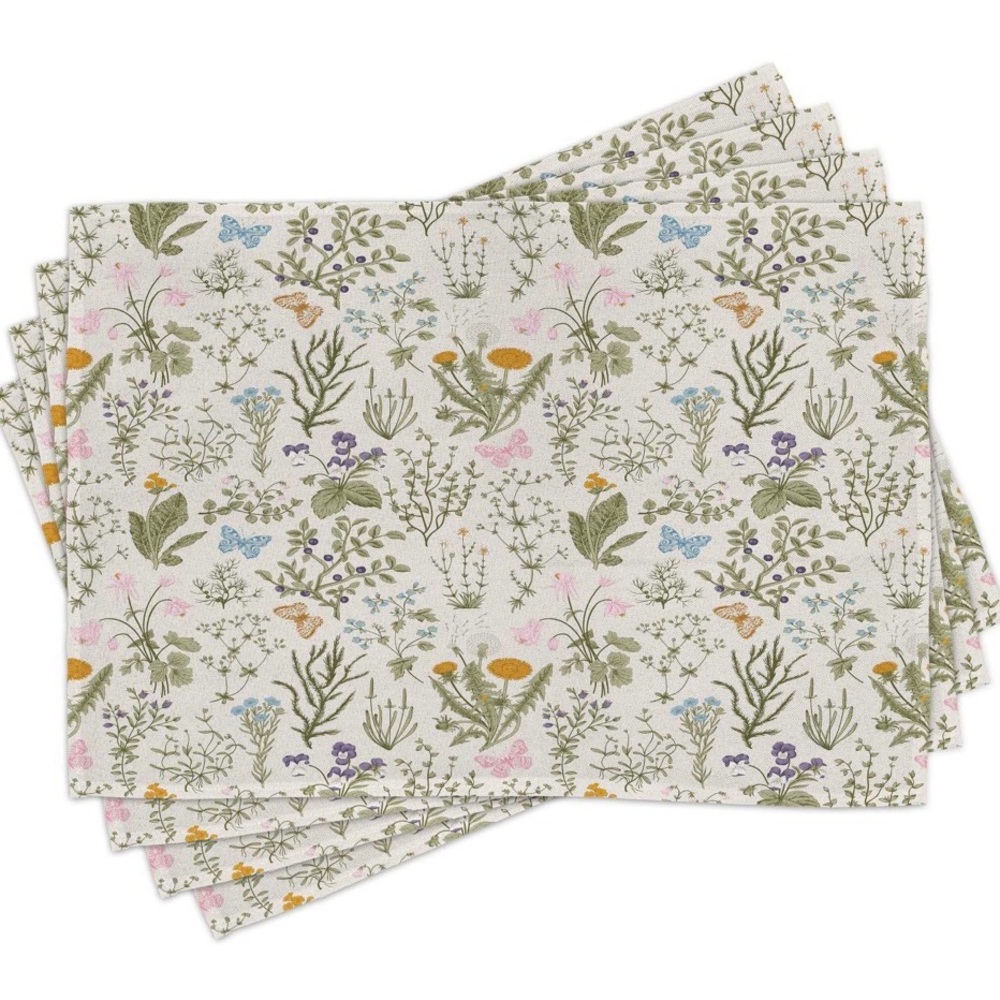 Set of 8 New Ambesonne Botanical Placemats: 18.5” x 12.5”, NIB